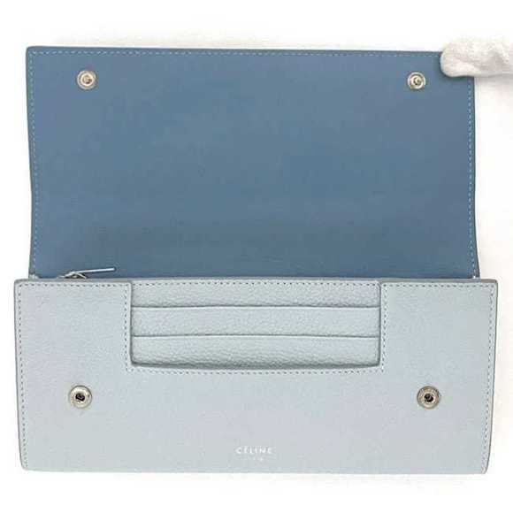 CELINE Bifold Long Wallet Large Flap Multi-Function Light Blue 101673AU8 05FR... - Picture 6 of 10